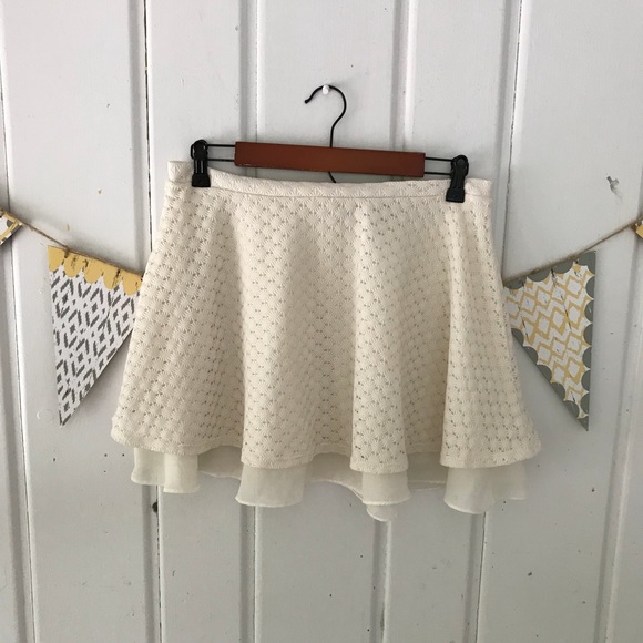 Paper Crane Dresses & Skirts - Paper Crane Cream Crochet Skater Skirt